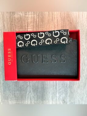 GUESS Black Wrist Wallet with Signature Strap